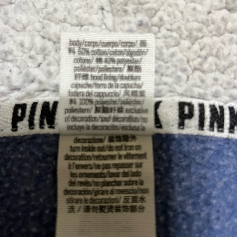 Victoria's Secret PINK Blue and Black Camouflage Sherpa Hoodie Size Small - Picture 5 of 5